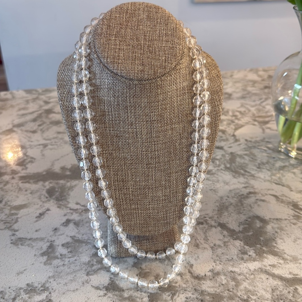 Vintage Clear Faceted Bead Necklace